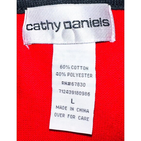 Cathy Daniels Womens Red Embellished Cardigan Sweater Jacket L Cotton Blend - Picture 4 of 4